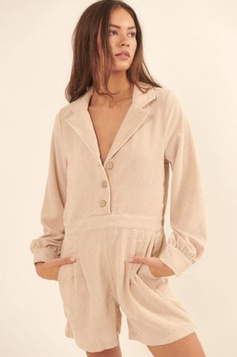 A Woven Corduroy Romper - KandyKouture - Modalova