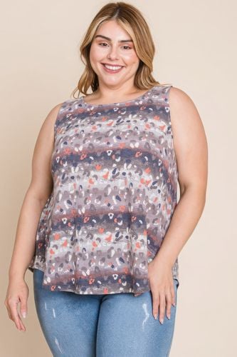 Plus Size Multi Tie Dye Animal Printed Tunic Tank - KandyKouture - Modalova