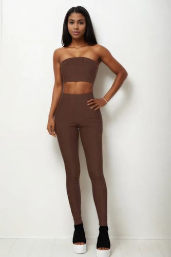 Ribbed Tube Top & Leggings Set - KandyKouture - Modalova