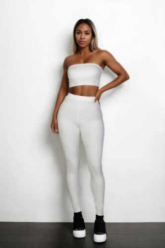 Ribbed Tube Top & Leggings Set - KandyKouture - Modalova