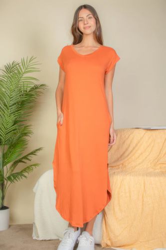 Hidden Pocket Batwing Sleeve V Neck Long Dress - KandyKouture - Modalova