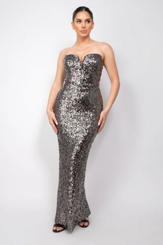 Sequin V-bar Crisscross Tube Dress - KandyKouture - Modalova