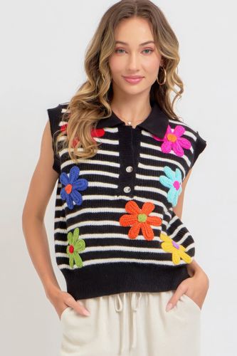 Flower Patch Stripe Knit Top - KandyKouture - Modalova