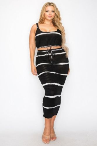 Plus sleeveless tie dye stripe 2 piece skirt set - KandyKouture - Modalova