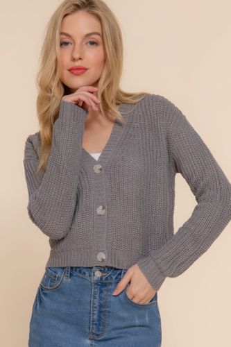 Long slv v-neck sweater cardigan - KandyKouture - Modalova