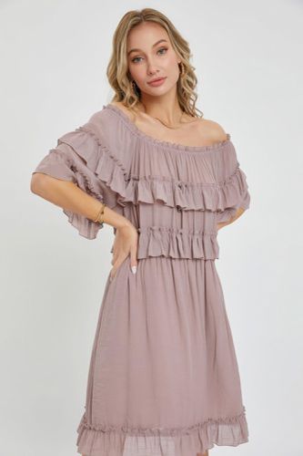 Off Shoulder Ruffle Dress - KandyKouture - Modalova