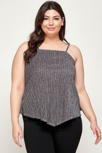 Metallic Stripe Handkerchief Plus Size Top - KandyKouture - Modalova