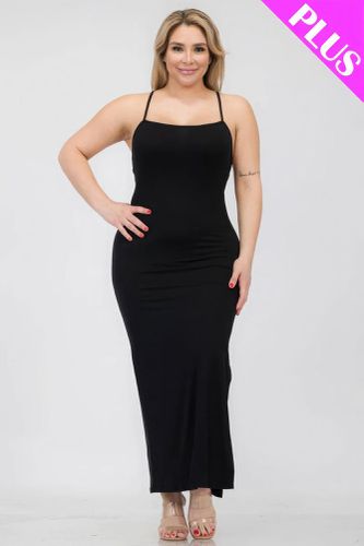 Plus Size Crisscross Back Split Thigh Maxi Dress - KandyKouture - Modalova