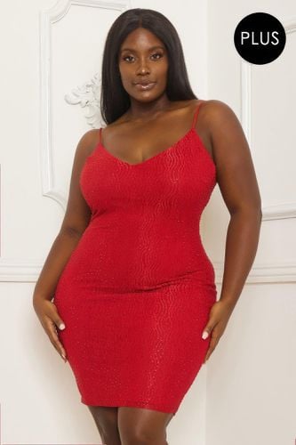 Rhinestone Body Plus Size Mini Dress - KandyKouture - Modalova