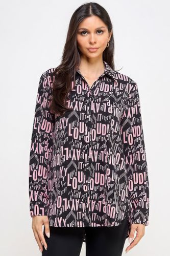 Printed Satin Long Sleeve Tunic Top - KandyKouture - Modalova