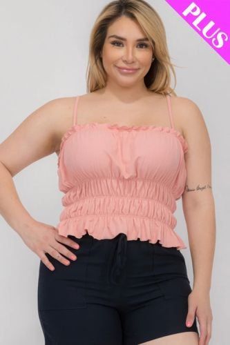 Plus Size Tiered Shirred Body Crop Top - KandyKouture - Modalova