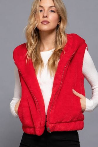 Hoodie Faux Fur Vest - KandyKouture - Modalova