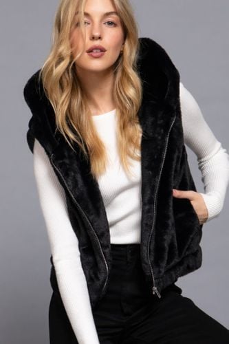 Hoodie Faux Fur Vest - KandyKouture - Modalova