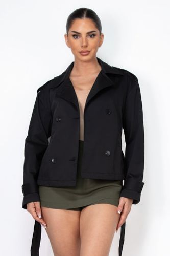 Double-breasted Waist-tie Trench Coat - KandyKouture - Modalova