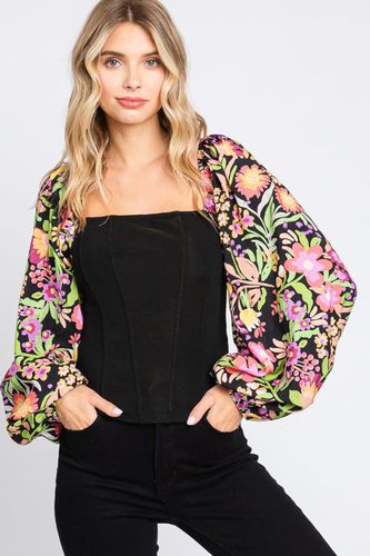 ODDI Full Size Floral Balloon Sleeve Blouse - Trendsi - Modalova