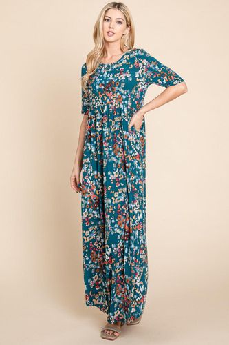 BOMBOM Printed Shirred Maxi Dress - Trendsi - Modalova