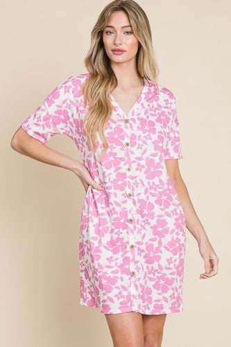 BOMBOM Floral Button Down Mini Dress - Trendsi - Modalova