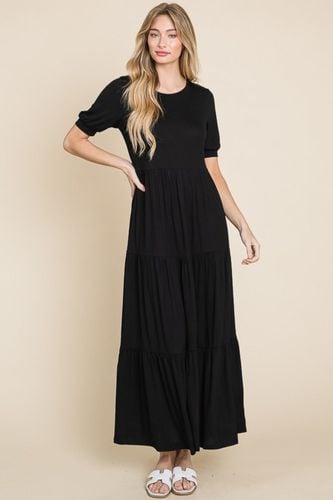 BOMBOM Short Sleeve Tiered Maxi Dress - Trendsi - Modalova