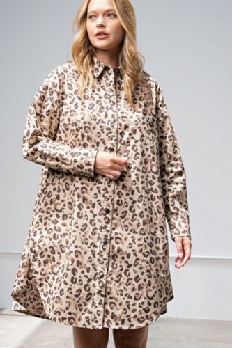 Leopard/animal Printed Shirt Dress - KandyKouture - Modalova