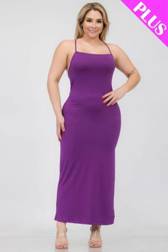 Plus Size Crisscross Back Split Thigh Maxi Dress - KandyKouture - Modalova