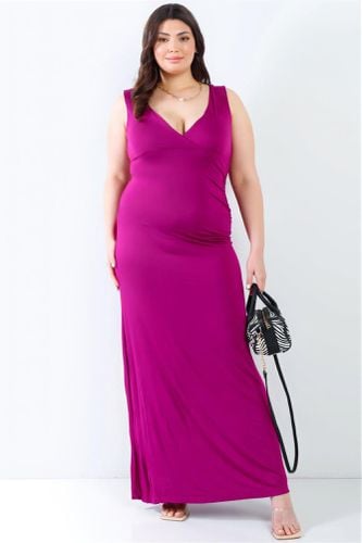 Plus V-neck Sleeveless Maxi Dress - KandyKouture - Modalova