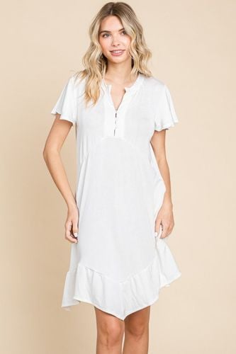 Culture Code Full Size Short Sleeve Ruffled Asymmetric Hem Dress - Trendsi - Modalova