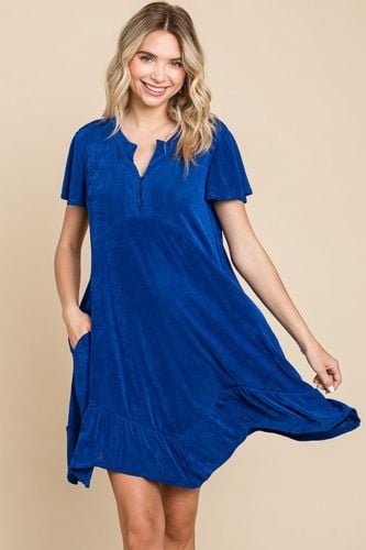 Culture Code Full Size Short Sleeve Ruffled Asymmetric Hem Dress - Trendsi - Modalova