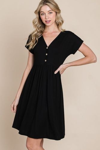 BOMBOM V-Neck Short Sleeve Dress - Trendsi - Modalova