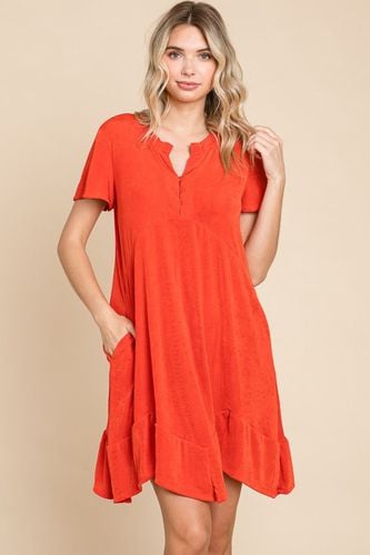 Culture Code Full Size Short Sleeve Ruffled Asymmetric Hem Dress - Trendsi - Modalova