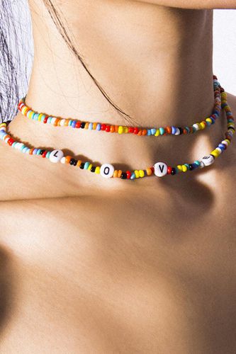 Multi Love Charm Bead Double Necklace - AMIClubwearStore - Modalova