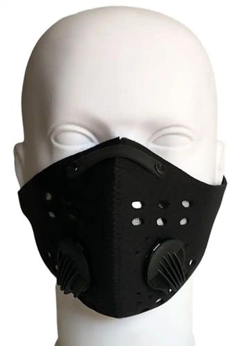 Black Double Respirator Protection Filter Face Mask - Kandy Kouture - Modalova