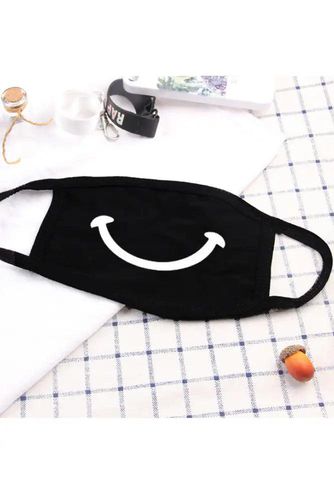 Black Smile Print Washable Face Mask - Kandy Kouture - Modalova