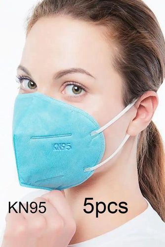 Blue Disposable 5 Layer KN95 5 Piece Facemask - Kandy Kouture - Modalova