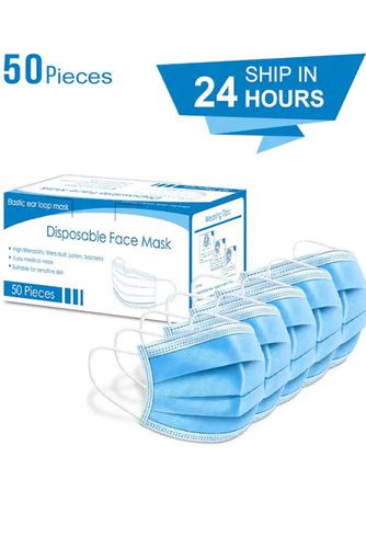 Blue Surgical 3 Layer Disposable Face Mask 50 Pieces - AMI Clubwear - Modalova