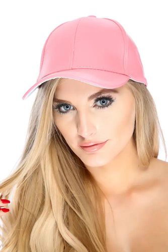 Coral Faux Leather Baseball Hat - Kandy Kouture - Modalova