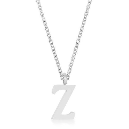 Elaina Rhodium Stainless Steel Z Initial Necklace - AMIClubwear - Modalova