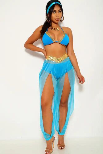 Gold Turquoise Metallic Princess J 3 Piece Costume - Kandy Kouture - Modalova