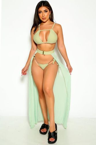 Green Gold Chain Accent 3pc Sexy Swimsuit - AMIClubwearStore - Modalova