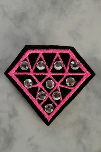 Pink Gem Embroidered Rhinstone Fabric Patch Miscellaneous Accessory - AMIClubwearStore - Modalova