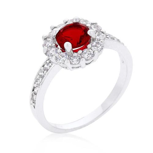 Ruby Red Halo Engagement Ring - AMIClubwear - Modalova