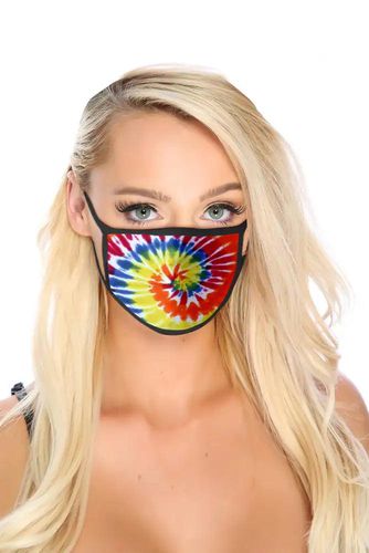 Rainbow Tie Dye Print Washable Face Mask - Kandy Kouture - Modalova