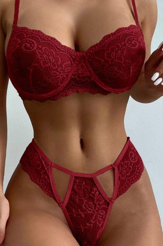 Red Lace Bra Pantie Lingerie 2 Pc Set - Kandy Kouture - Modalova