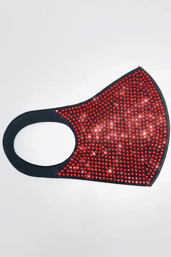 Red Rhinestone Accent Face Mask - Kandy Kouture - Modalova