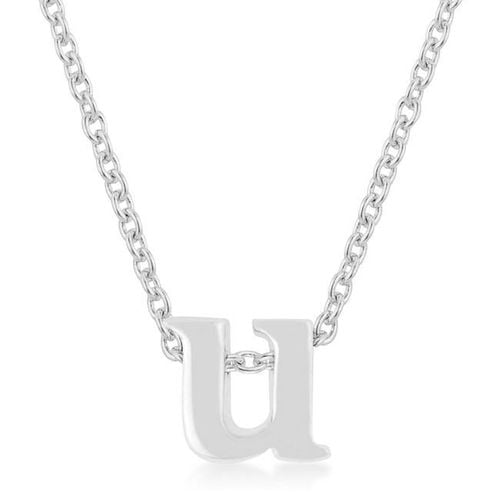 Rhodium Plated Finish Initial U Pendant - AMIClubwear - Modalova