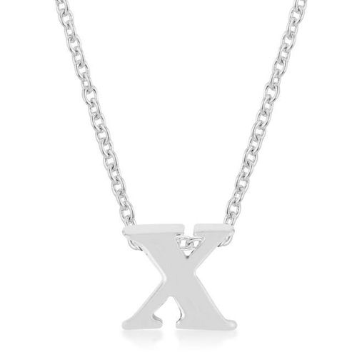 Rhodium Plated Finish Initial X Pendant - AMIClubwear - Modalova