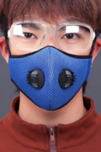 Royal Blue Double Respirator Filter Face Mask - Kandy Kouture - Modalova