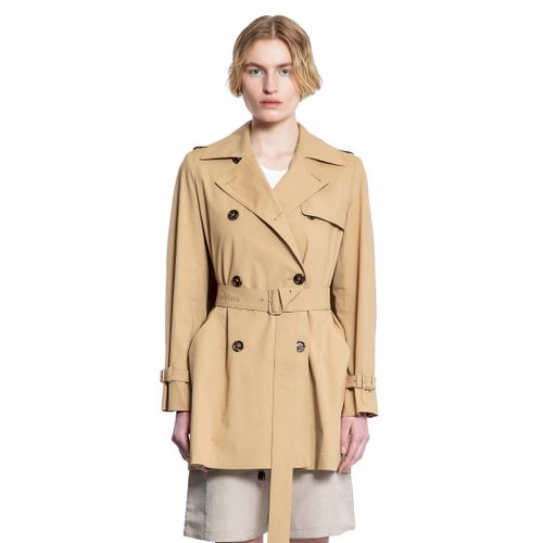 Double-Breasted Short Trench Coat - MAX MARA - Modalova