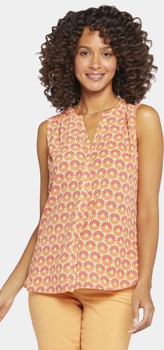 Sleeveless Pintuck Blouse Floral Print Orange | - Nydj - Modalova