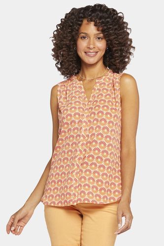 Sleeveless Pintuck Blouse Floral Print Orange | - Nydj - Modalova