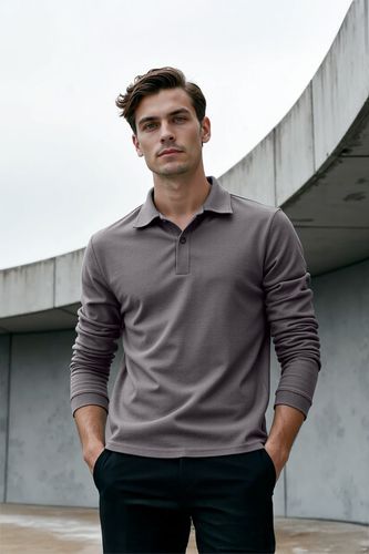 Polo de hombre manga larga gris volcán Ranger - Sepiia - Modalova